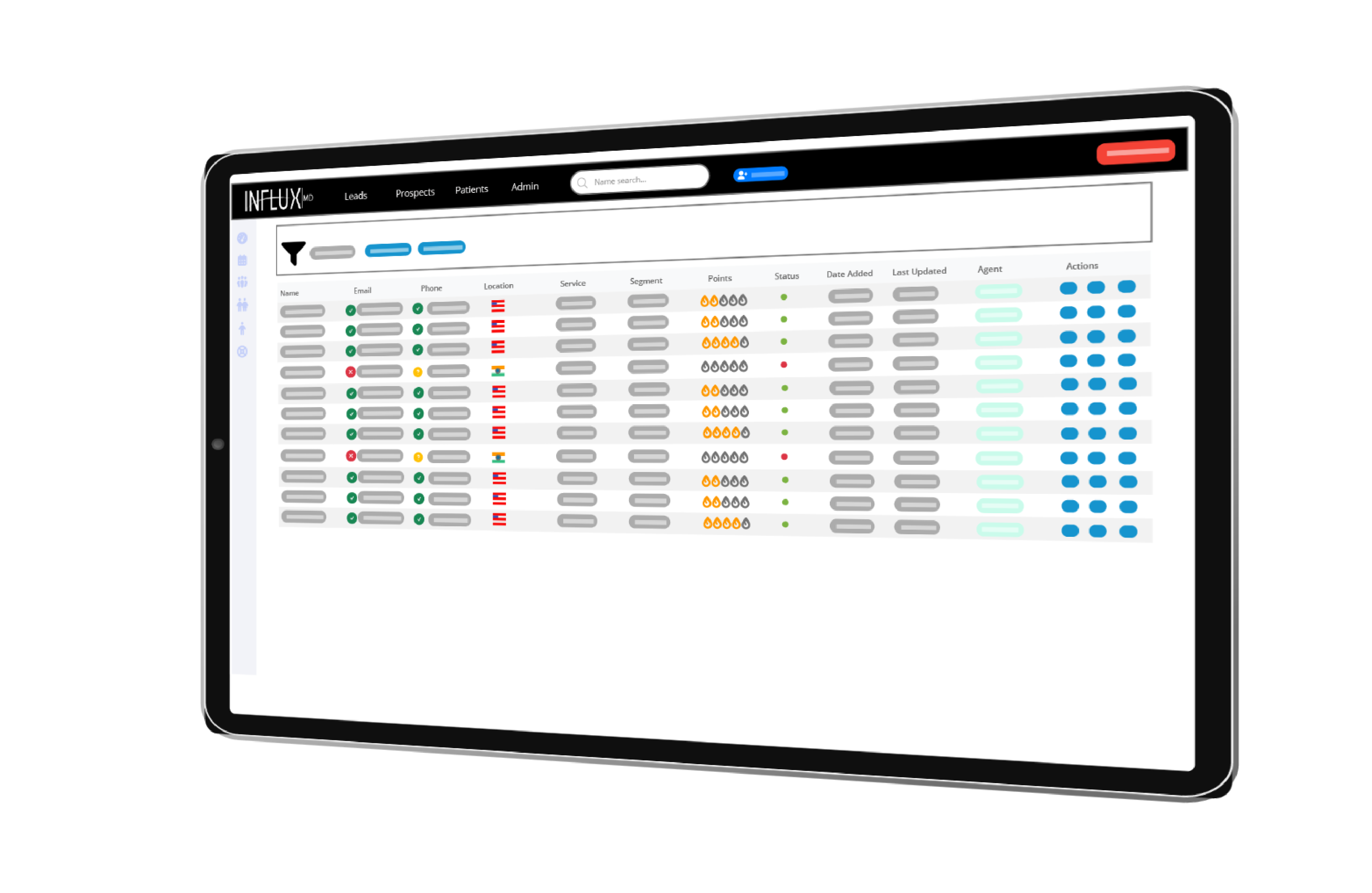 InfluxMD Medical Practice CRM Software Dashboard